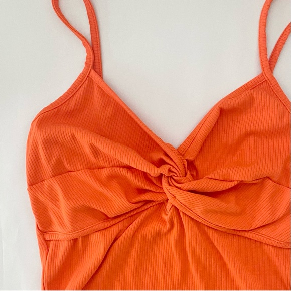 Lulus Fiery Red/Orange Spaghetti Strap Crop Top - Picture 4 of 8